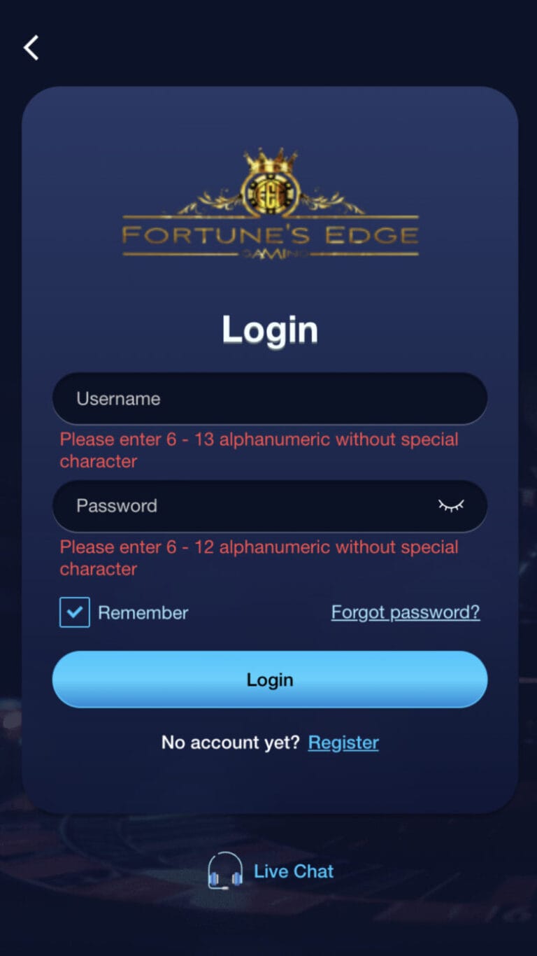 Secure Fortune Edge Casino login process illustration